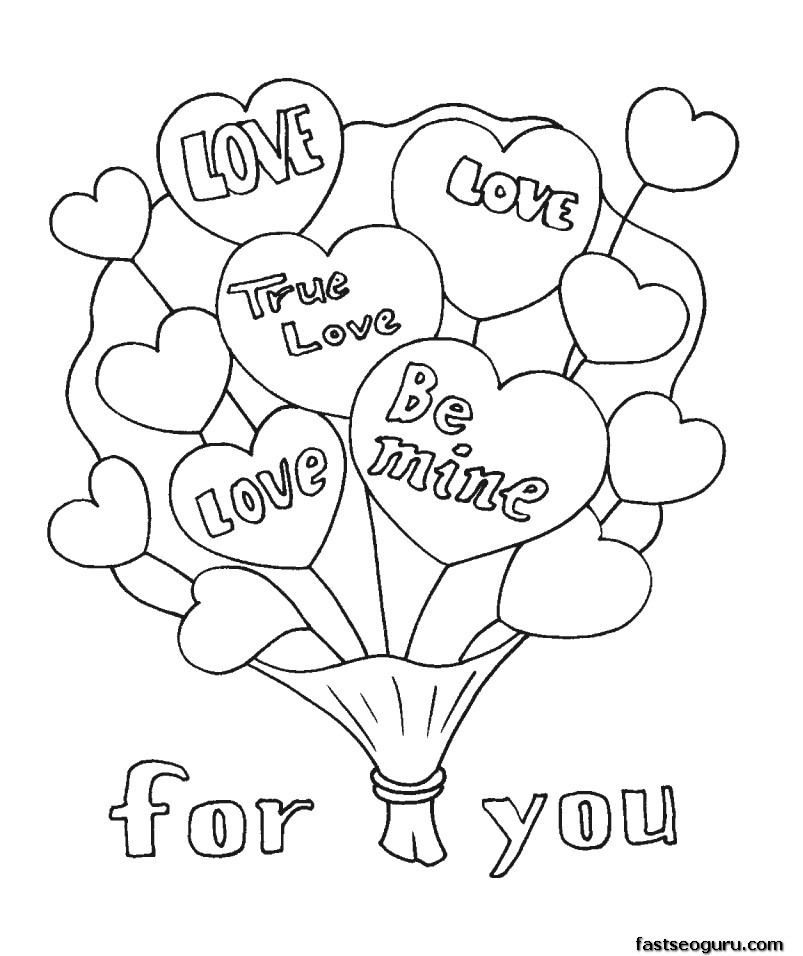 Printable Valentine Bouquet coloring page